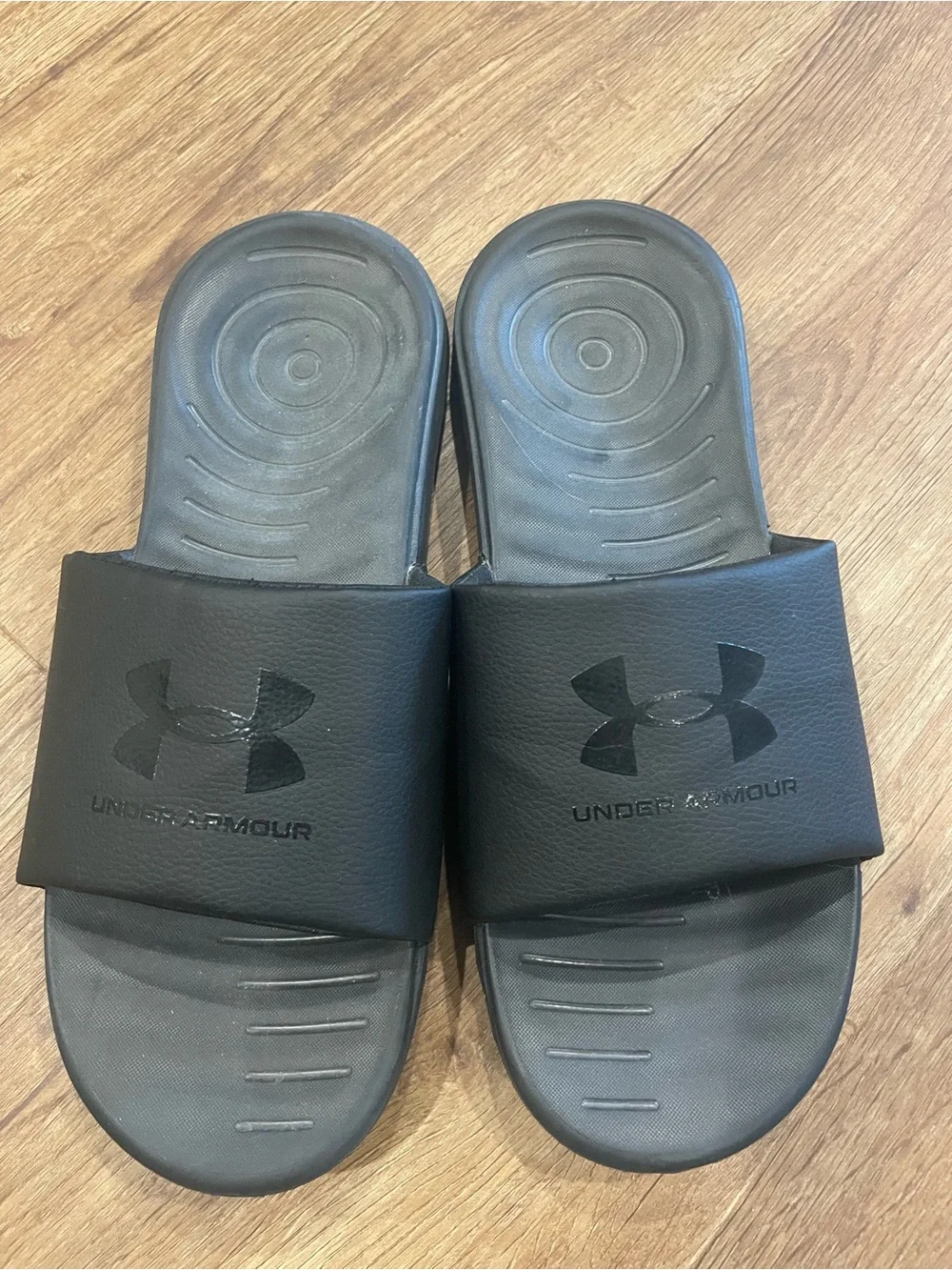 Under Armour Black Men's Fix Slide Sandals with Logo Strap